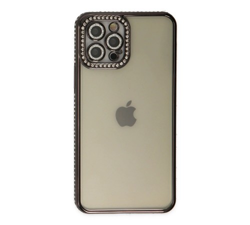 iPhone 12 Pro Kılıf Joke Taşlı Silikon - Siyah iPhone 12 Pro Kılıf Joke Taşlı Silikon - Siyah
