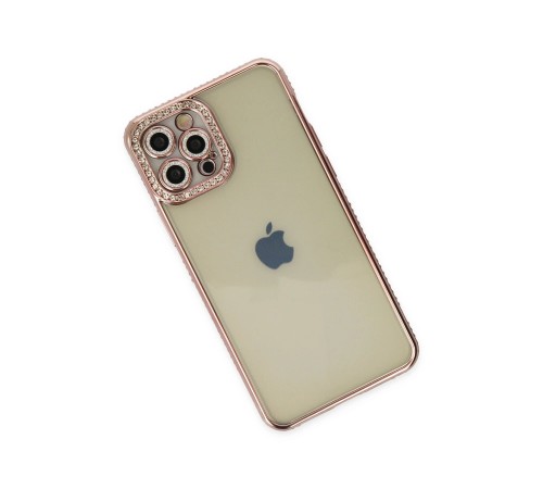 iPhone 12 Pro Kılıf Joke Taşlı Silikon - Pembe iPhone 12 Pro Kılıf Joke Taşlı Silikon - Pembe
