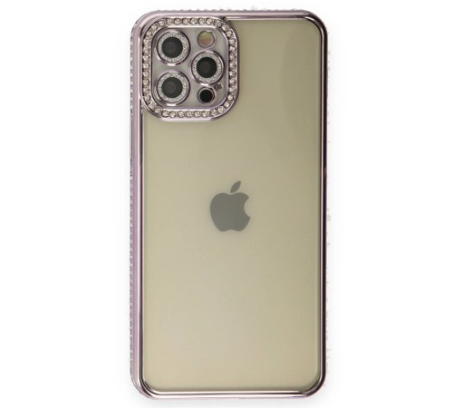 iPhone 12 Pro Kılıf Joke Taşlı Silikon - Mor iPhone 12 Pro Kılıf Joke Taşlı Silikon - Mor