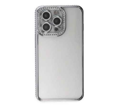 iPhone 13 Pro Kılıf Joke Taşlı Silikon - Gümüş iPhone 13 Pro Kılıf Joke Taşlı Silikon - Gümüş