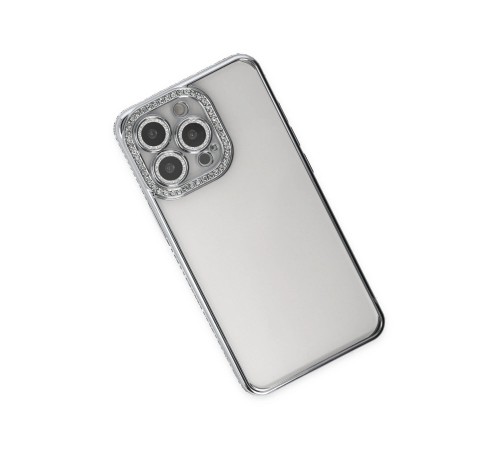 iPhone 13 Pro Kılıf Joke Taşlı Silikon - Gümüş iPhone 13 Pro Kılıf Joke Taşlı Silikon - Gümüş