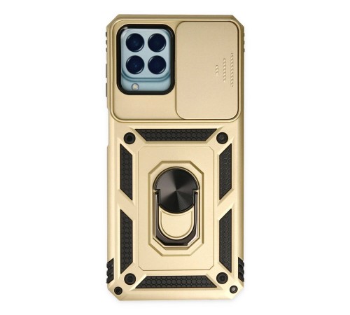 Samsung Galaxy M33 Kılıf Pars Lens Yüzüklü Silikon - Gold Samsung Galaxy M33 Kılıf Pars Lens Yüzüklü Silikon - Gold