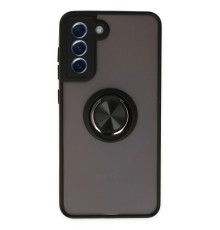 Samsung Galaxy S21 FE Kılıf Montreal Yüzüklü Silikon Kapak - Siyah