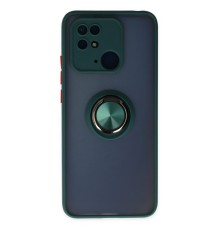 Xiaomi Redmi 10C Kılıf Montreal Yüzüklü Silikon Kapak - Yeşil