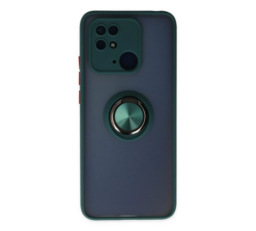 Xiaomi Redmi 10C Kılıf Montreal Yüzüklü Silikon Kapak - Yeşil