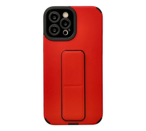 iPhone 12 Pro Max Kılıf Mega Standlı Silikon - Kırmızı