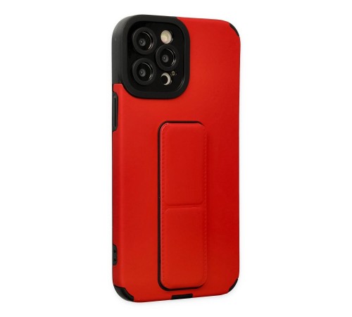 iPhone 12 Pro Max Kılıf Mega Standlı Silikon - Kırmızı