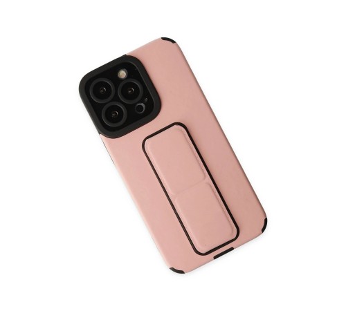 iPhone 13 Pro Kılıf Mega Standlı Silikon - Pudra