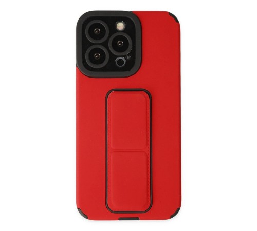 iPhone 13 Pro Kılıf Mega Standlı Silikon - Kırmızı