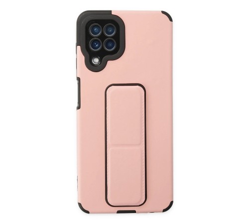 Samsung Galaxy A22 Kılıf Mega Standlı Silikon - Pudra