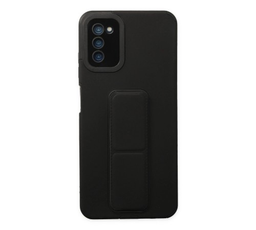 Samsung Galaxy A03S Kılıf Mega Standlı Silikon - Siyah