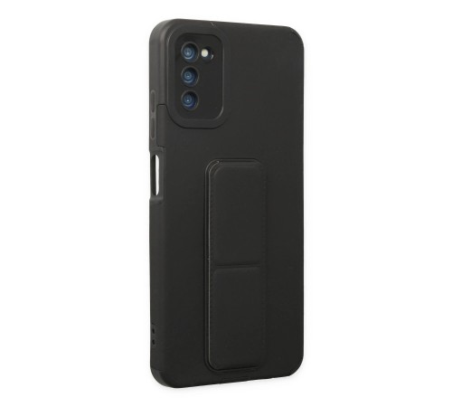 Samsung Galaxy A03S Kılıf Mega Standlı Silikon - Siyah