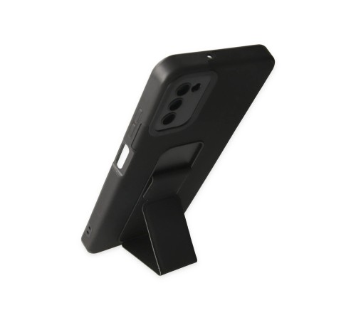 Samsung Galaxy A03S Kılıf Mega Standlı Silikon - Siyah