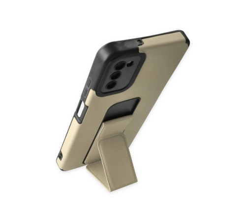 Samsung Galaxy A03S Kılıf Mega Standlı Silikon - Gold