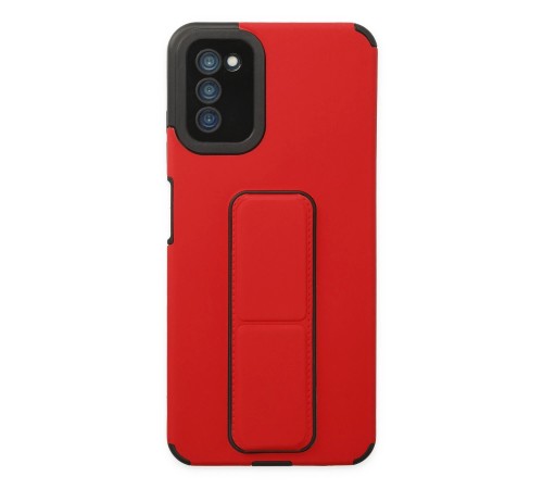Samsung Galaxy A03S Kılıf Mega Standlı Silikon - Kırmızı