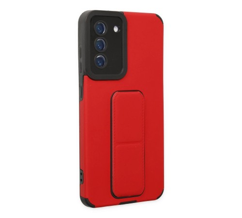 Samsung Galaxy S21 FE Kılıf Mega Standlı Silikon - Kırmızı
