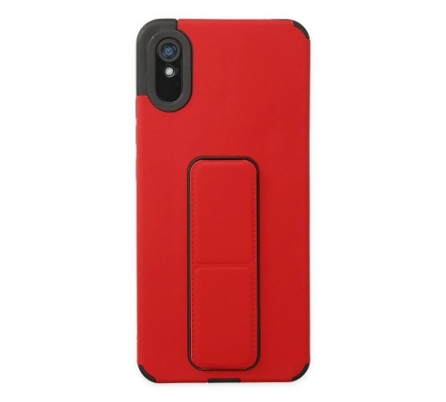 Xiaomi Redmi 9A Kılıf Mega Standlı Silikon - Kırmızı