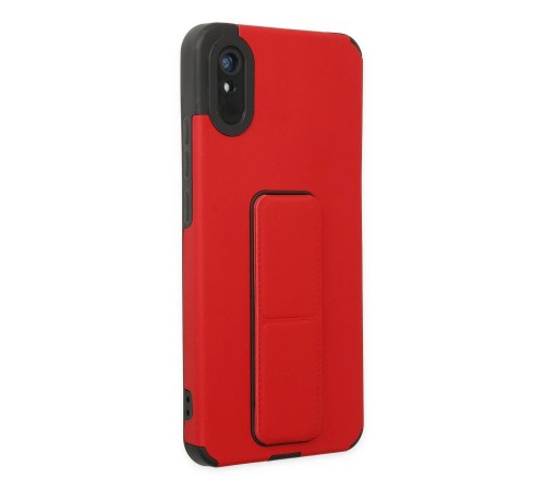 Xiaomi Redmi 9A Kılıf Mega Standlı Silikon - Kırmızı