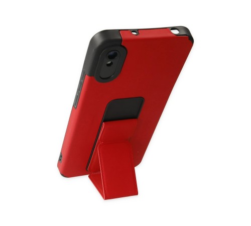 Xiaomi Redmi 9A Kılıf Mega Standlı Silikon - Kırmızı