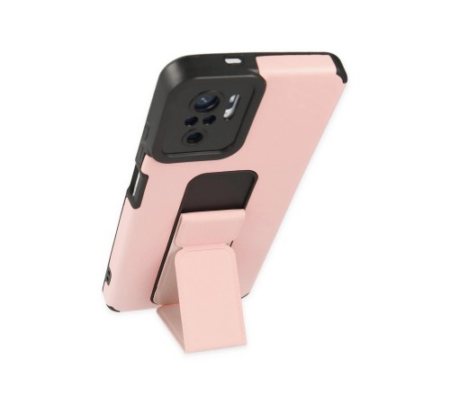 Xiaomi Redmi Note 10 Kılıf Mega Standlı Silikon - Pudra