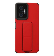 Xiaomi Redmi Note 10 Pro Kılıf Mega Standlı Silikon - Kırmızı