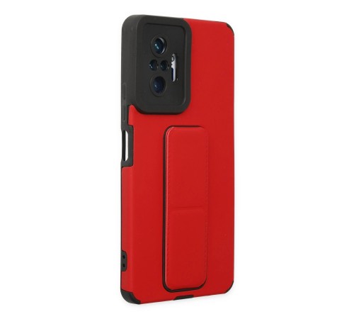 Xiaomi Redmi Note 10 Pro Kılıf Mega Standlı Silikon - Kırmızı