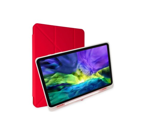 iPad 10.2 (8.nesil) Kılıf Kalemlikli Mars Tablet Kılıfı - Kırmızı