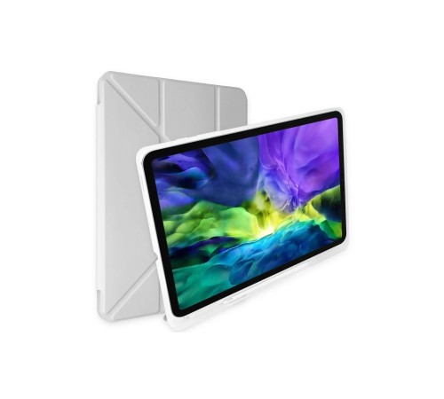 iPad 10.2 (8.nesil) Kılıf Kalemlikli Mars Tablet Kılıfı - Gri