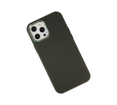 iPhone 12 Pro Max Kılıf Asya Deri Silikon - Koyu Yeşil iPhone 12 Pro Max Kılıf Asya Deri Silikon - Koyu Yeşil