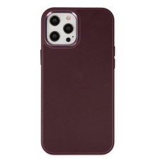 iPhone 12 Pro Max Kılıf Asya Deri Silikon - Mürdüm