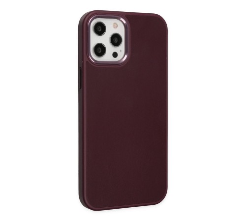 iPhone 12 Pro Max Kılıf Asya Deri Silikon - Mürdüm iPhone 12 Pro Max Kılıf Asya Deri Silikon - Mürdüm