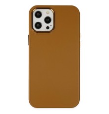 iPhone 12 Pro Max Kılıf Asya Deri Silikon - Kahverengi