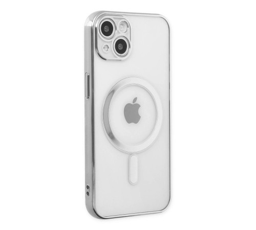 iPhone 14 Plus Kılıf Magneticsafe Lazer Silikon - Gümüş