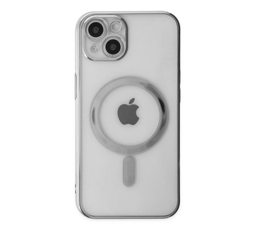 iPhone 14 Plus Kılıf Magneticsafe Lazer Silikon - Gümüş