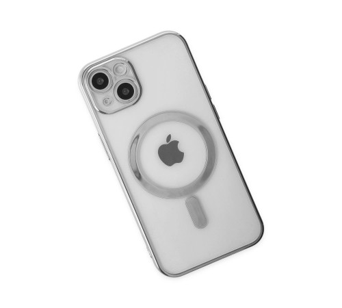 iPhone 14 Plus Kılıf Magneticsafe Lazer Silikon - Gümüş