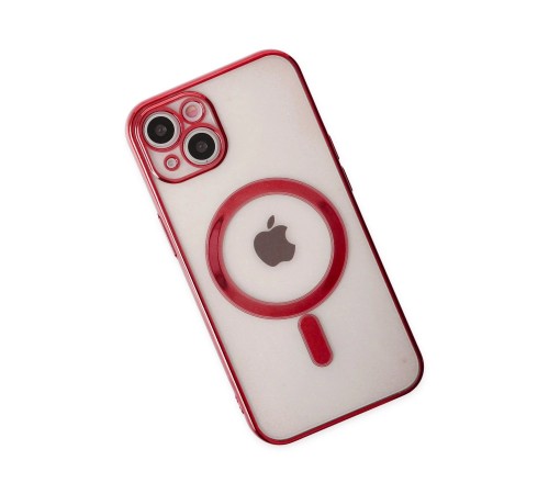 iPhone 14 Plus Kılıf Magneticsafe Lazer Silikon - Kırmızı