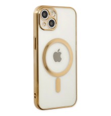 iPhone 14 Plus Kılıf Magneticsafe Lazer Silikon - Gold