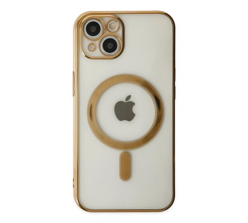 iPhone 14 Plus Kılıf Magneticsafe Lazer Silikon - Gold