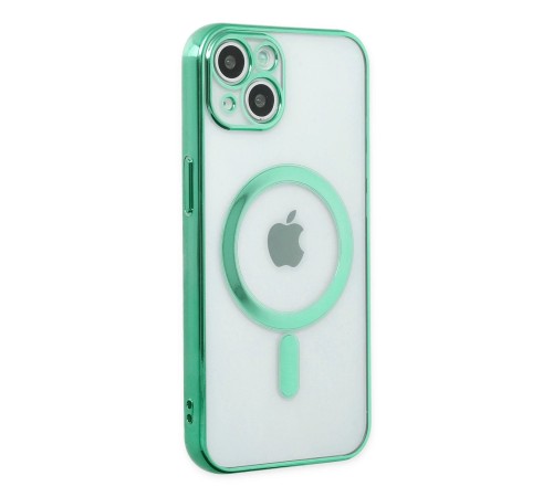 iPhone 14 Plus Kılıf Magneticsafe Lazer Silikon - Haki Yeşil
