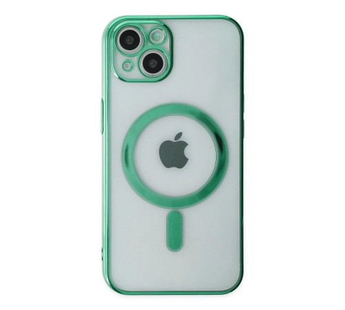 iPhone 14 Plus Kılıf Magneticsafe Lazer Silikon - Haki Yeşil