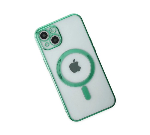 iPhone 14 Plus Kılıf Magneticsafe Lazer Silikon - Haki Yeşil