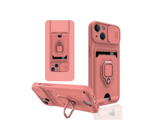 iPhone 14 Kılıf Zuma Kartvizitli Yüzüklü Silikon - Pembe iPhone 14 Kılıf Zuma Kartvizitli Yüzüklü Silikon - Pembe