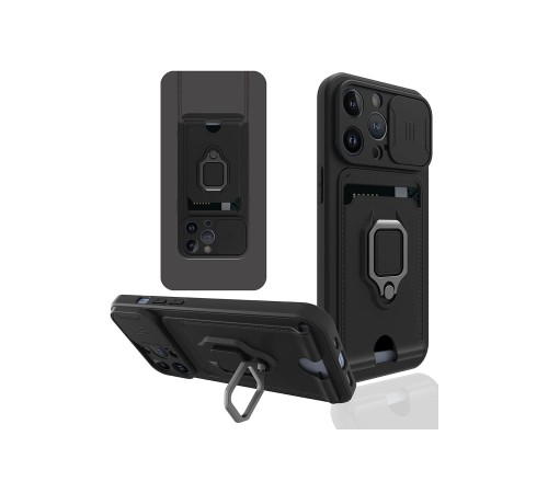 iPhone 14 Pro Kılıf Zuma Kartvizitli Yüzüklü Silikon - Siyah iPhone 14 Pro Kılıf Zuma Kartvizitli Yüzüklü Silikon - Siyah