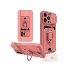iPhone 14 Pro Kılıf Zuma Kartvizitli Yüzüklü Silikon - Pembe