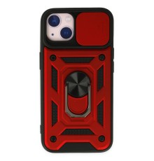 iPhone 14 Kılıf Pars Lens Yüzüklü Silikon - Kırmızı
