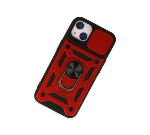 iPhone 14 Kılıf Pars Lens Yüzüklü Silikon - Kırmızı iPhone 14 Kılıf Pars Lens Yüzüklü Silikon - Kırmızı