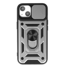iPhone 14 Kılıf Pars Lens Yüzüklü Silikon - Gümüş