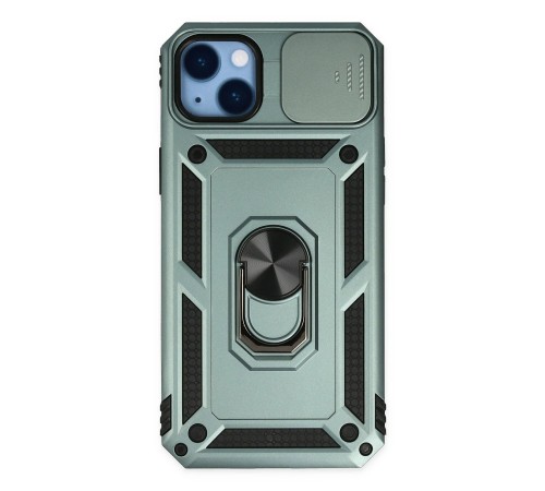 iPhone 14 Plus Kılıf Pars Lens Yüzüklü Silikon - Yeşil