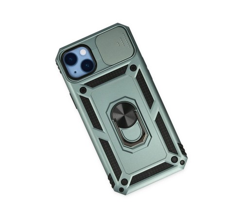 iPhone 14 Plus Kılıf Pars Lens Yüzüklü Silikon - Yeşil