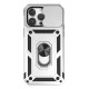 iPhone 14 Pro Kılıf Pars Lens Yüzüklü Silikon - Gümüş